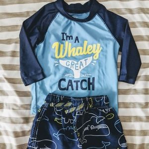 Rash guard shirt and swim shorts